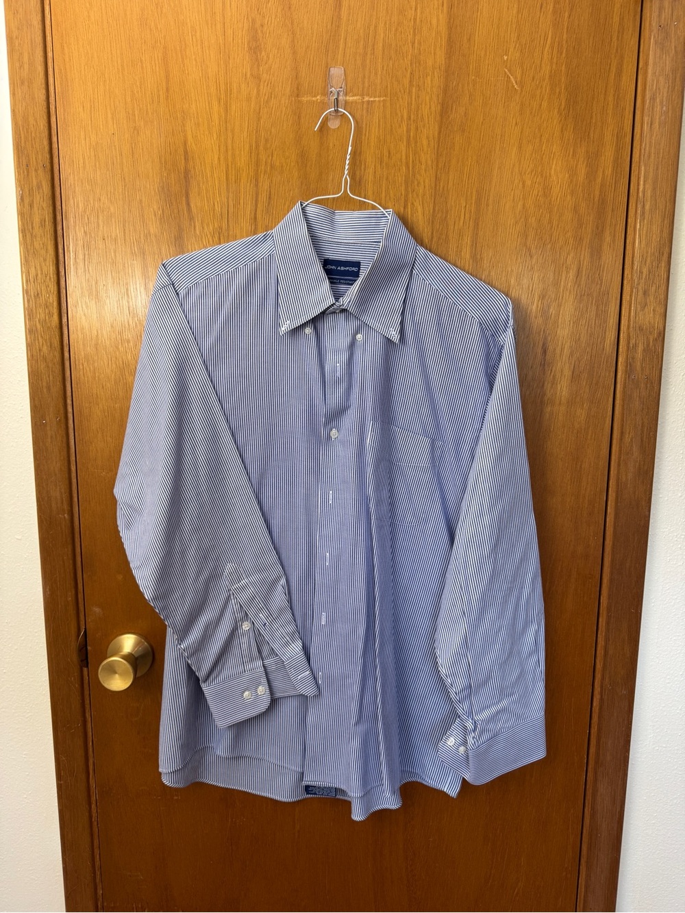John Ashford Men's Blue Pinstripe Dress Shirt
